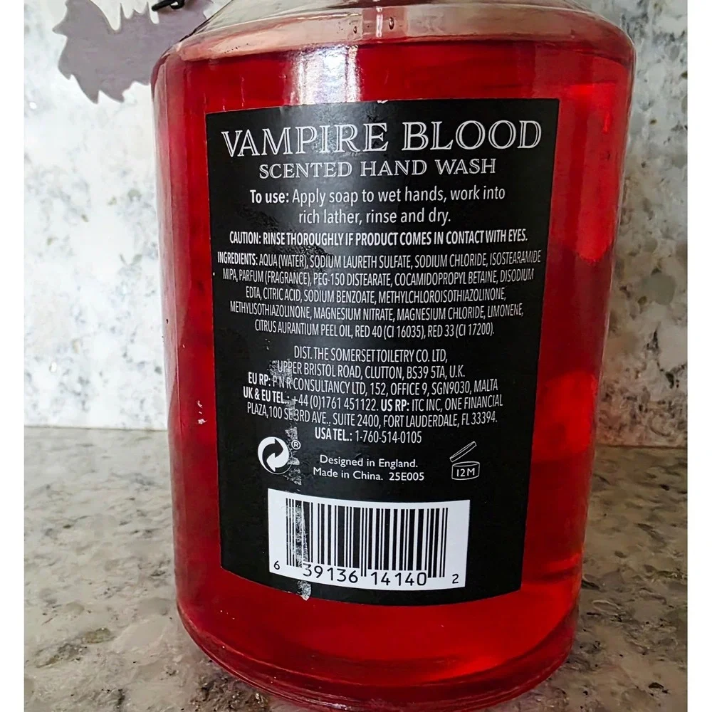 Asquith & Somerset Vampire Blood Orange Scented Halloween Hand Soap England‎